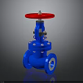 Blue Industrial Valve Equipment With Red Handwheel And Flange Body Design