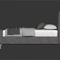 Modern Gray Bed With Tufted Headboard Gold Legs And Stylish Bedding