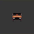 Vintage Orange Car Model With Black Roof Transparent Windows And Reflective Surface