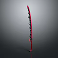 Stylish Red Blade Weapon Sword With Black Decorative Patterns And Red Black Hilt