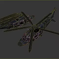 Two Modern Blue Helicopters With Detailed Rotor Blades And Cockpit Structure