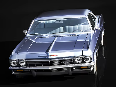 Silver Classic Car With Shiny Body Chrome Grille And Round Headlights Two Door Coupe Exterior 3d model