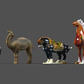 Traditional Ceramic Ware Animal Shaped Camel and Horse Figurines Decorative Ornaments Set