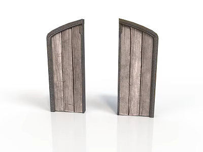 Vintage Wooden Arched Doors With Rustic Finish And Natural Texture 3d model