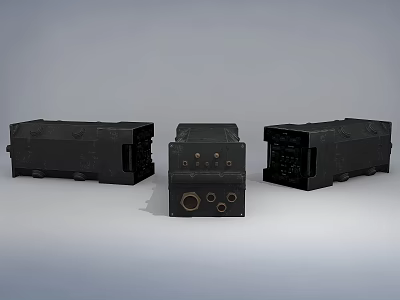 Black Electronic Modules Displayed From Three Angles With Ports And Buttons 3d model