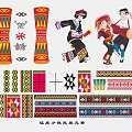 Yao Minority Elements Totem Wall Decoration Yao Minority Elements Totem Border Pattern Traditional Decorative Pattern Drum Figure Pattern 3d model