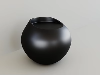 Stylish Round Black Stool With Smooth Surface On Light Colored Background 3d model