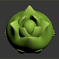 Green Game and Movie Character With Flame Shaped Head Black Eyes Cute Design