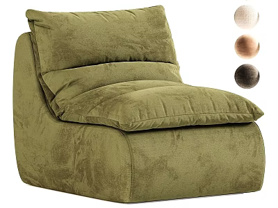 Green Velvet Lazy Sofa With Cushioned Design And Multiple Color Options For Living Room 3d model