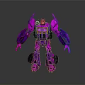 Purple Mechanical Robot Action Figure With Articulated Arms Legs And Wheel Base