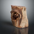 Unique Raw Natural Wood Decorative Piece With Knot And Textured Surface