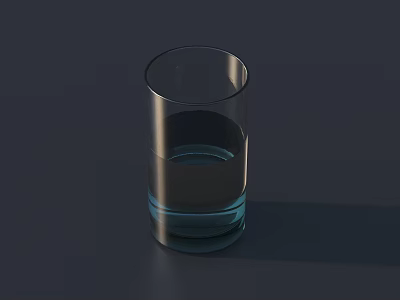 Transparent Glass Cup With Clear Water Standing On Dark Background 3d model