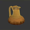 Artistic Handcrafted Orange Ceramic Jug Sculpture With Handle And Spout Design