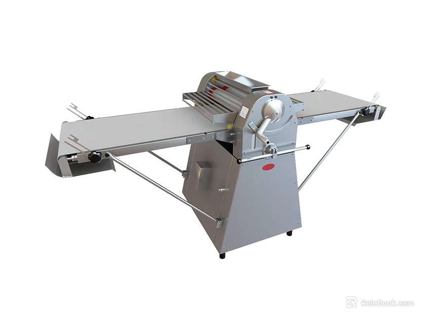 Stainless Steel Commercial Kitchen Dough Rolling Machine With Extendable Tables 3d model 
