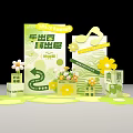 Green Spring Event Display With Quiz Elements Flowers And Gift Bags 3d model