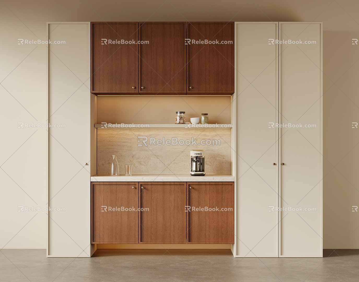 Middle Style Wine Cabinet Sideboard 3d model