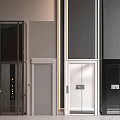 Modern Elevator Designs Featuring Glass Doors And Metal Frames In Various Styles 3d model