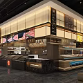 Modern Restaurant Interior With Open Display Counters Menu Boards And Warm Lighting 3d model