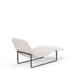 Modern White Chaise Lounge With Sleek Design And Black Metal Frame