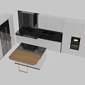 Modern Kitchen Interior Featuring White Cabinets And Marble Countertop Island 3d model