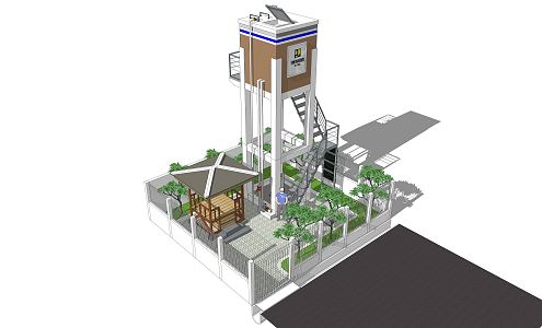 Modern Water Tower Country Water Tower 3d model