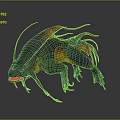 Fantasy Game Creature Character with Blue Red Orange Body Long Tentacles and Fins