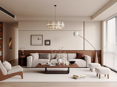 Home Antique Living Room Sofa Combination Single Chair Casual Chair Vase Ornaments Carpet 3d model