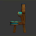Wooden Frame Chair With Turquoise Upholstered Seat Backrest And Curved Arms