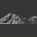 Detailed Snowy Mountain Terrain 3D Model with Snow Covered Slopes and Rocky Ridges