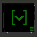 Black Gaming PC Case With Green Glowing Logo Paw Print And Bottom Wheels Design