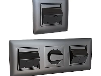 Modern Black Switch Panel With Single And Multiple Switch Designs And Control Knob 3d model