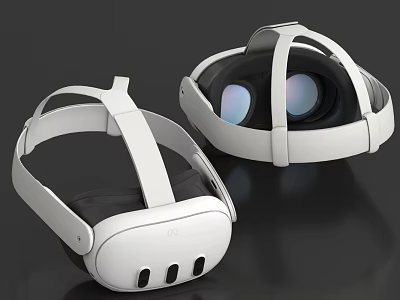 Modern White VR Headset Design For Digital Tech With Comfortable Straps And Dual Lenses 3d model
