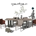 Quiet Dining Table and Chair Combination Dining Table and Chair 3d model