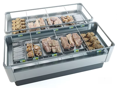 Commercial Display Freezer With Multi Tier Storage For Fresh Meat Products 3d model