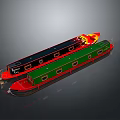 Colorful Water Transport Boats With Red Green Hulls And Flame Design Features