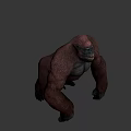 Game Movie Character Large Muscular Gorilla With Brown Fur Red Eyes Fierce Expression