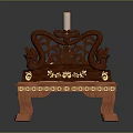 Traditional Percussion Musical Equipment With Carved Wooden Frame Golden Brass Bowls And Mallet