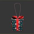 Festive Green Gift Box With Red Bow And Santa Claus Patterns Handle Design