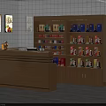 Modern Light Wood Retail Checkout Bar With Large Capacity Liquor And Cigarette Display Cabinets
