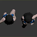 Female Characters in Blue One-Piece Swimsuits Back View and Front View with Number Tag 014