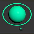 Modern Decorative Green Sphere With Circular Ring And Gray Oval Logo On Dark Surface