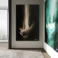 Large Abstract Paintings in Modern Interior With Floor to Ceiling Windows and Rug