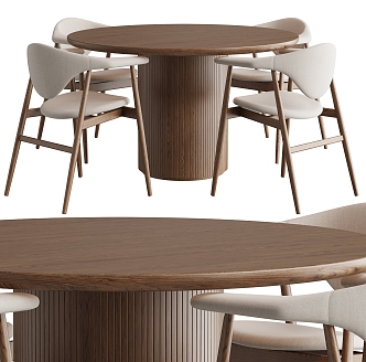 WestElm dining table and chair combination 3d model