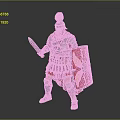 Roman Soldier With Red Feathered Helmet Armor Sword And Eagle Shield