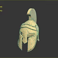 Golden Classical Style Helmet With Plume And Face Guard Details