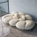 Irregular Shaped Sofa Light Beige Plush Design With Soft Cushions In Bright Modern Interior 3d model