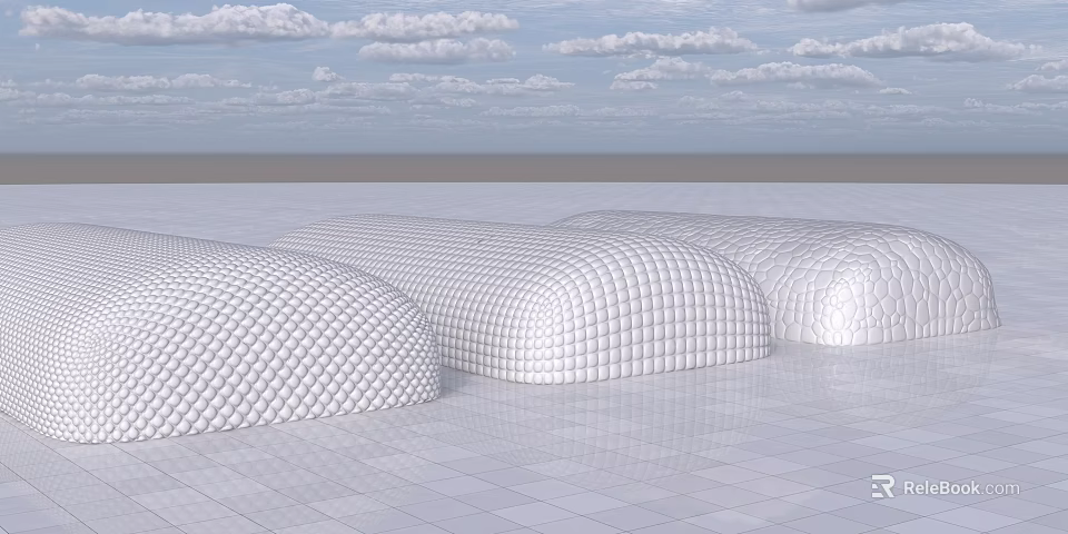 White Grid Textured Soft Cushions Modern Household Items For Home Decor 3d model 