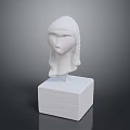 White Sculpted Head Sculpture With White Square Base And Artistic 3d model