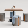 Modern leisure table and chair combination low stool table and chair combination 3d model
