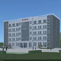Contemporary Office Building Featuring Glass Facade Multiple Floors And Green Lawn Surroundings